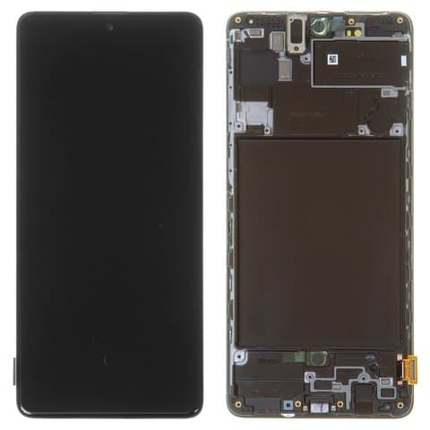 Дисплей Samsung SM-A715 Galaxy A71, черный | с тачскрином | с передней панелью | Original (Сервис-Центр), AMOLED, GH82-22152A, GH82-22248A | дисплейный модуль, экран, монитор
