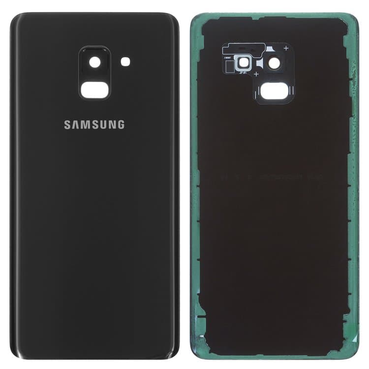 Задняя крышка Samsung SM-A730 Galaxy A8 Plus (2018), черная, со стеклом камеры, Original (PRC) | корпус, панель аккумулятора, АКБ, батареи