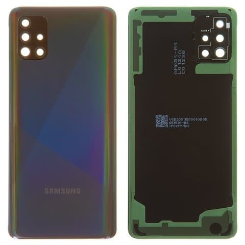 Задняя крышка Samsung SM-A515 Galaxy A51, черная, Prism Crush Black, со стеклом камеры, Original (PRC) | корпус, панель аккумулятора, АКБ, батареи