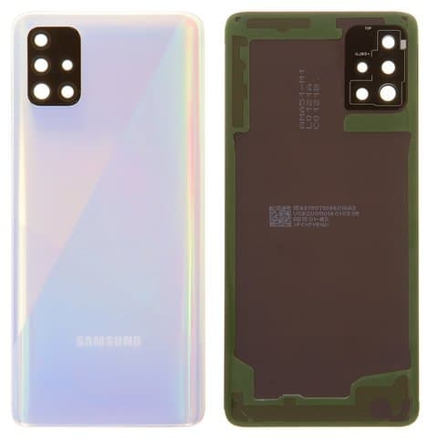 Задняя крышка Samsung SM-A515 Galaxy A51, белая, Prism Crush White, со стеклом камеры, Original (PRC) | корпус, панель аккумулятора, АКБ, батареи