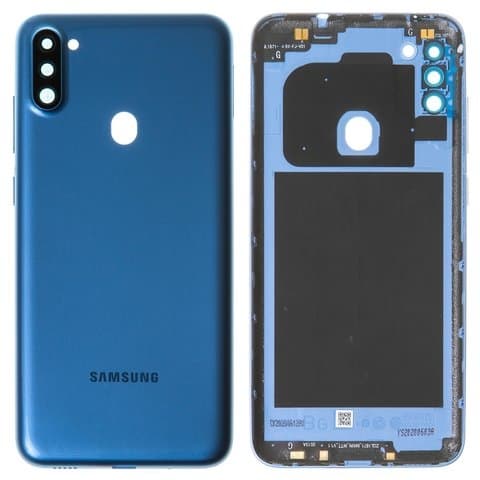 Корпус Samsung SM-A115 Galaxy A11, синій, со стеклом камеры
