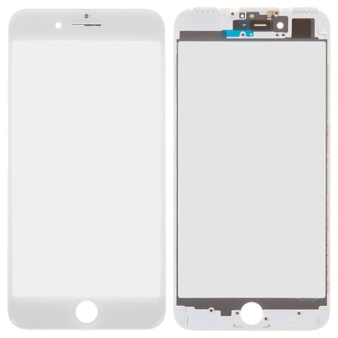 Стекло дисплея Apple iPhone 7 Plus, с сеточкой, с рамкой, белое | стекло тачскрина