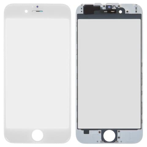 Стекло дисплея Apple iPhone 6, с сеточкой, с рамкой, белое | стекло тачскрина