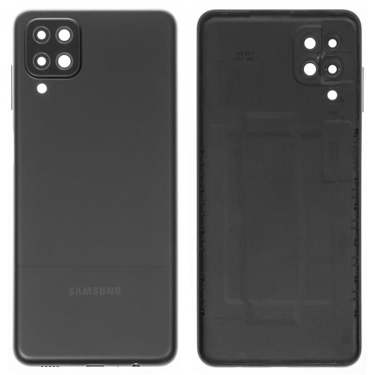 Задняя крышка Samsung SM-A125 Galaxy A12, черная, со стеклом камеры, Original (PRC) | корпус, панель аккумулятора, АКБ, батареи