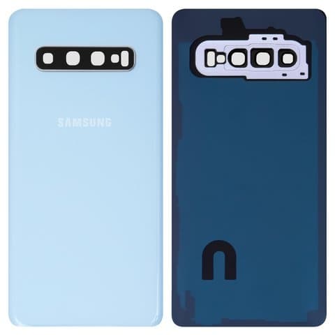 Задняя крышка Samsung SM-G973 Galaxy S10, белая, со стеклом камеры, Original (PRC) | корпус, панель аккумулятора, АКБ, батареи