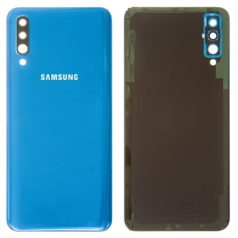 Задняя крышка Samsung SM-A505 Galaxy A50, синяя, со стеклом камеры, Original (PRC) | корпус, панель аккумулятора, АКБ, батареи
