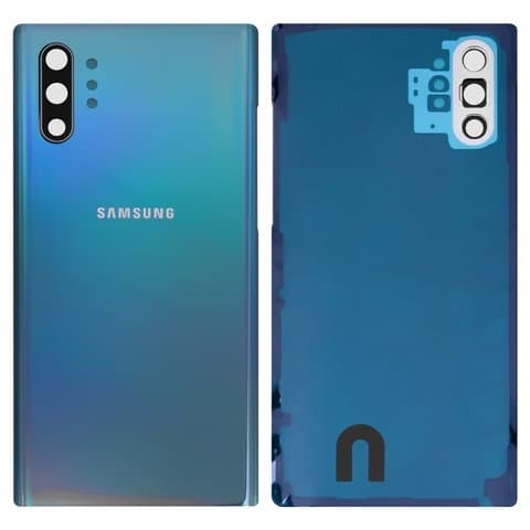 Задняя крышка Samsung SM-N975 Galaxy Note 10 Plus, серебристая, Aura Glow, со стеклом камеры, Original (PRC) | корпус, панель аккумулятора, АКБ, батареи