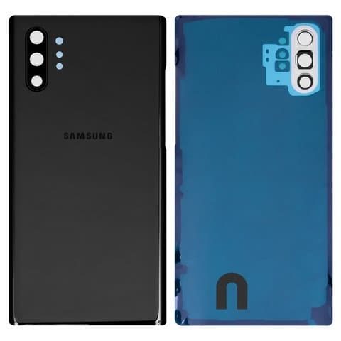 Задняя крышка Samsung SM-N975 Galaxy Note 10 Plus, черная, Aura Black, со стеклом камеры, Original (PRC) | корпус, панель аккумулятора, АКБ, батареи
