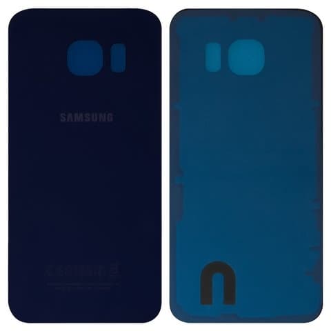 Задняя крышка Samsung SM-G925 Galaxy S6 EDGE, синяя, со стеклом камеры, Original (PRC) | корпус, панель аккумулятора, АКБ, батареи