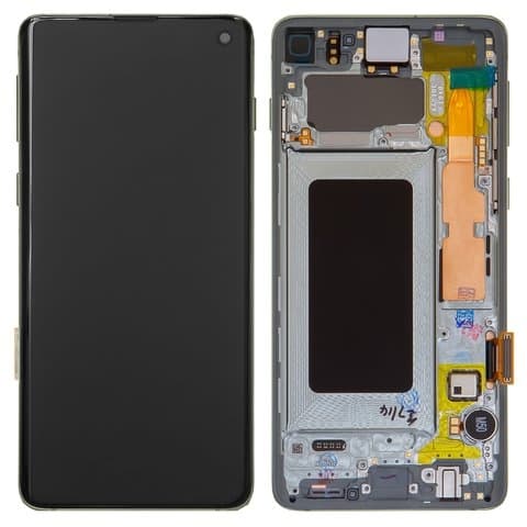 Дисплей Samsung SM-G973 Galaxy S10, зелений | з тачскріном | в передній панелі | Original (Сервис-Центр), GH82-18850E, GH82-18835E | дисплейный модуль, экран