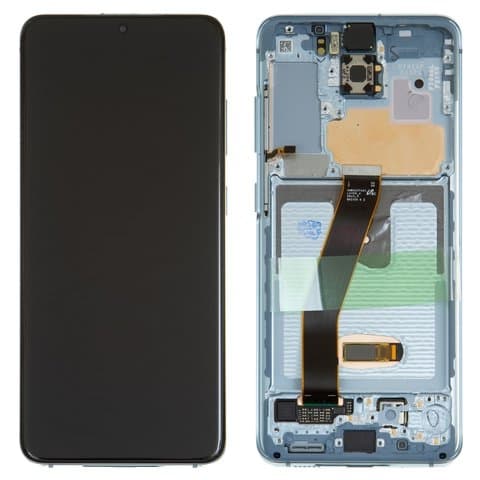 Дисплей Samsung SM-G980 Galaxy S20, SM-G981 Galaxy S20 5G, синий | с тачскрином | с передней панелью | Original (Сервис-Центр), AMOLED, GH82-22131D, GH82-22123D | дисплейный модуль, экран, монитор
