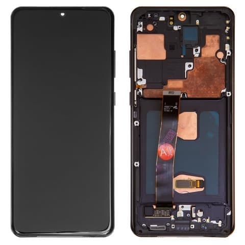 Дисплей Samsung SM-G988 Galaxy S20 Ultra, чорний, Cosmic Black | з тачскріном | в передній панелі | Original (реновація), AMOLED | дисплейный модуль, экран | видео