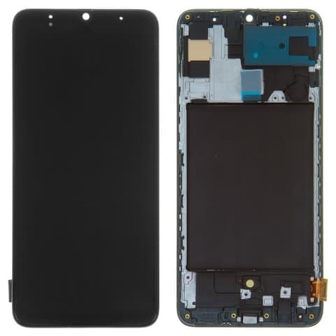 Дисплей Samsung SM-A705 Galaxy A70, черный | с тачскрином | с передней панелью | High Copy, OLED, с широким ободком | дисплейный модуль, экран, монитор