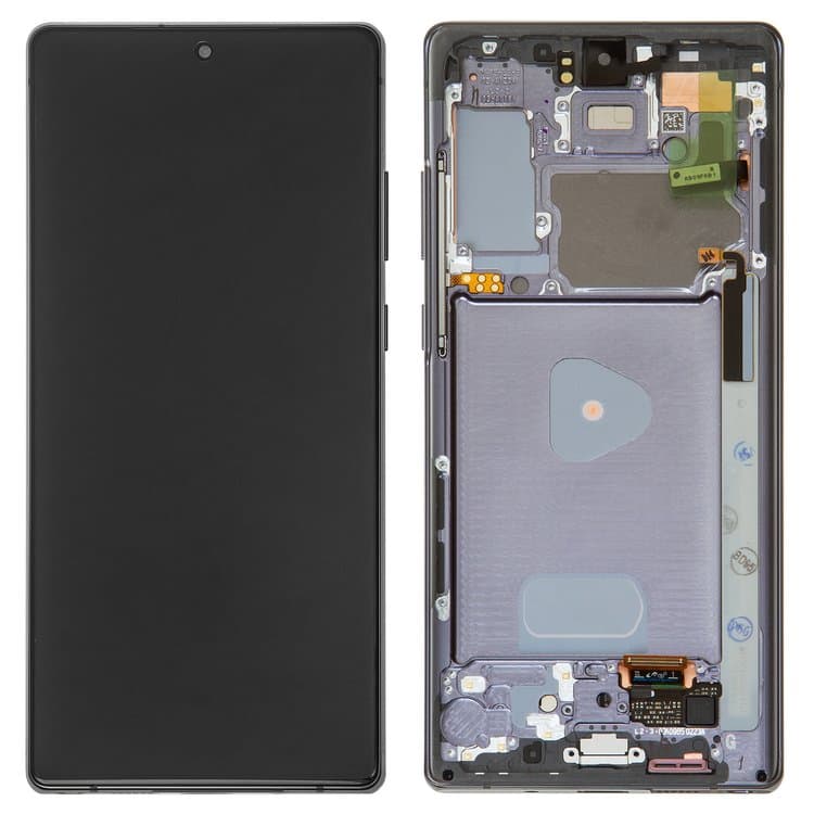 Дисплей Samsung SM-N980 Galaxy Note 20, SM-N981 Galaxy Note 20 5G, серый, Mystic Gray | с тачскрином | с передней панелью | Original (Сервис-Центр), GH82-23495A, GH82-23733A | дисплейный модуль, экран, монитор