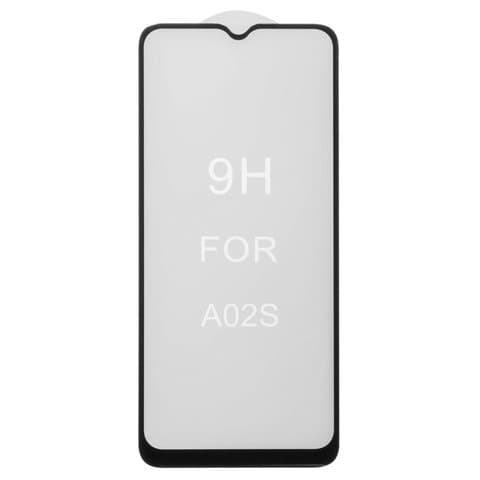 Закаленное защитное стекло Samsung SM-A025 Galaxy A02s, черное, 5D, Full Glue (клей по всей площади стекла), совместимо с чехлом