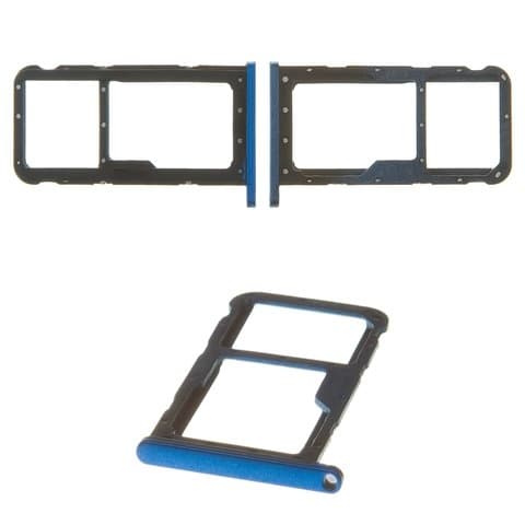 Тримач (лоток) SIM-карты Huawei P20 Lite, синій, с держателем карты памяти (MMC), Original (PRC) | держатель СИМ-карты