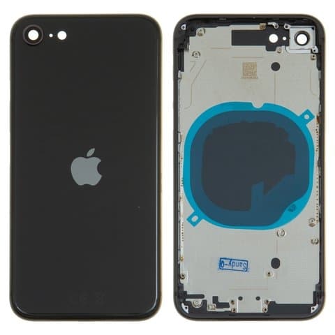 Корпус Apple iPhone SE 2020, черный, с держателем SIM-карты, с боковыми кнопками, Original (PRC), (панель, панели)