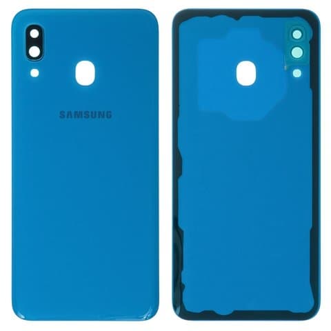 Задняя крышка Samsung SM-A305 Galaxy A30, синяя, со стеклом камеры, Original (PRC) | корпус, панель аккумулятора, АКБ, батареи