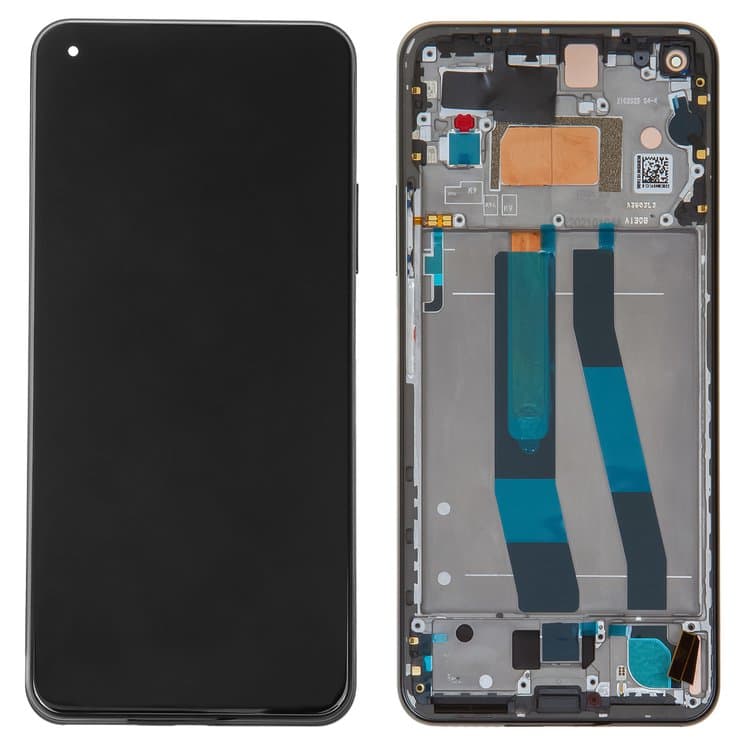 Дисплей Xiaomi Mi 11 Lite 5G, черный | с тачскрином | с передней панелью | оригинал (Сервис-Центр), 56000200K900, 56000K00K900 | дисплейный модуль, экран, монитор