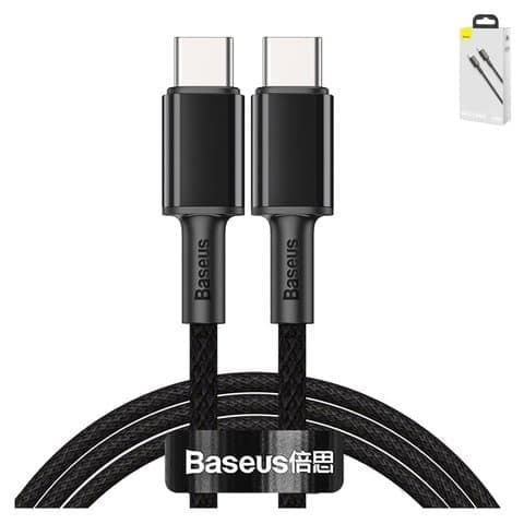 USB-кабель Baseus High Density Braided, Type-C, 200 см, в нейлоновой оплетке, Type-C на Type-C, 5.0 А, чорний, #CATGD-A01