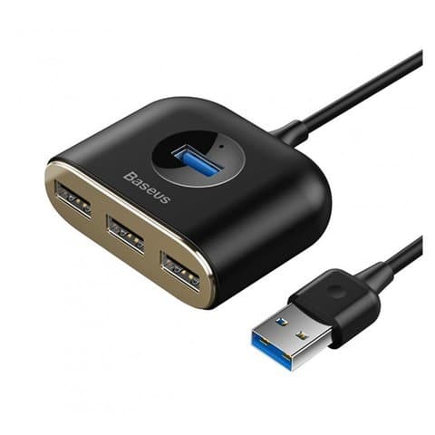 USB-хаб Baseus Square round, USB тип-A, USB 3.0 тип-A, чорний, 4 порта, #CAHUB-AY01