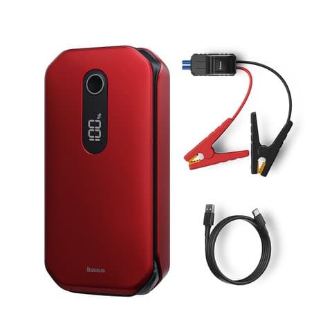 Пусковое устройство Baseus Super Energy Pro, красный, 44 Вт, 12000mAh, с фонариком, (CRJS03-09)