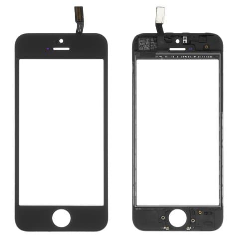 Тачскрин Apple iPhone 5S, iPhone SE, с рамкой, с ОСА-пленкой, Сopy, черный