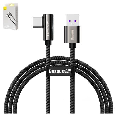 USB-кабель Baseus Elbow, Type-C, 100 см, с индикатором, Г-образный, в нейлоновой оплетке, Type-C к Type-C, черный, 66 Вт, #CATCS-B01