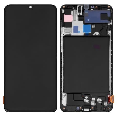 Дисплей Samsung SM-A705 Galaxy A70, черный | с тачскрином | с передней панелью | Original (реновация), AMOLED | дисплейный модуль, экран