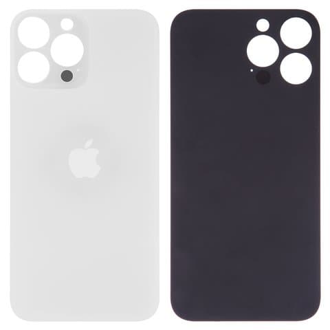 Задняя крышка Apple iPhone 13 Pro Max, белая, серебристая, Silver, нужно снять стекло камеры, small hole, Original (PRC) | корпус, панель аккумулятора, АКБ, батареи