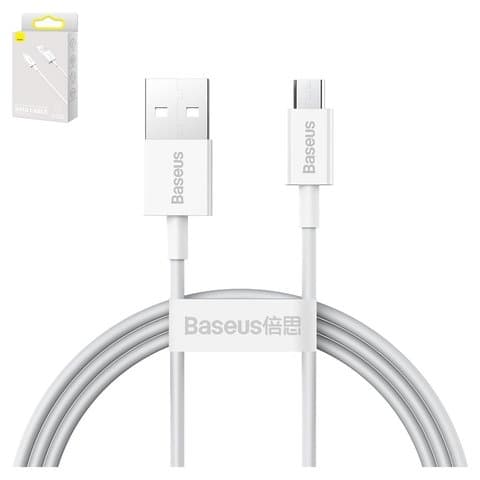 USB-кабель Baseus Superior, Micro-USB, 100 см, силиконовый, белый, 2.0 А, #CAMYS-02