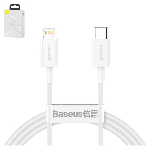 USB-кабель Baseus Superior, Type-C, Lightning, 25 см, силиконовый, белый, 20 Вт, #CATLYS-02
