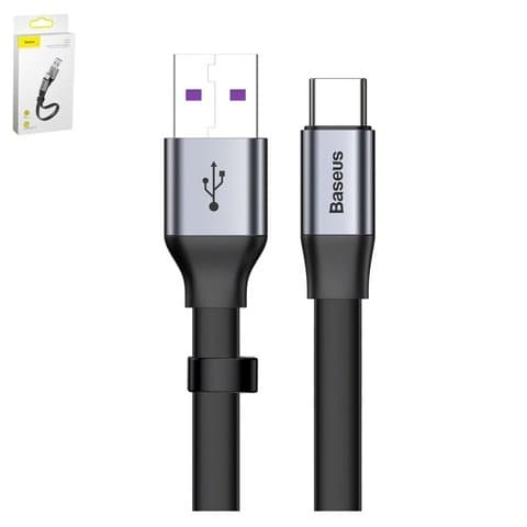 USB-кабель Baseus Simple HW, Type-C, USB, 23 см, чорний, сірий, 40 Вт, # CATMBJ-BG1