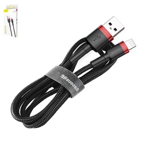 USB-кабель Baseus Cafule, Lightning, 50 см, в нейлоновой оплетке, черный, 2.4 А, #CALKLF-A19