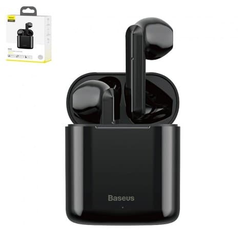 Наушники Baseus W09, беспроводная, черная, с зарядным кейсом, USB тип-C, c кабелем, #NGW09-01