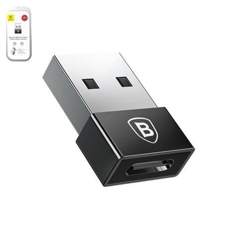 Адаптер Baseus Exquisite, Type-C, USB, черный, 2,4 А, #CATJQ-A01