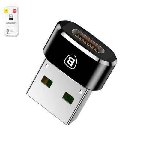 OTG переходник Baseus, Type-C на USB, черный, 5 А, #CAAOTG-01