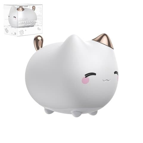 Ночник Baseus Cute series kitty, белый, силикон, с micro-USB кабелем тип-В, #DGAM-A02