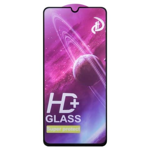 Закаленное защитное стекло Samsung SM-A032 Galaxy A03 Core, совместимо с чехлом, Full Glue (клей по всей площади стекла), черное, 