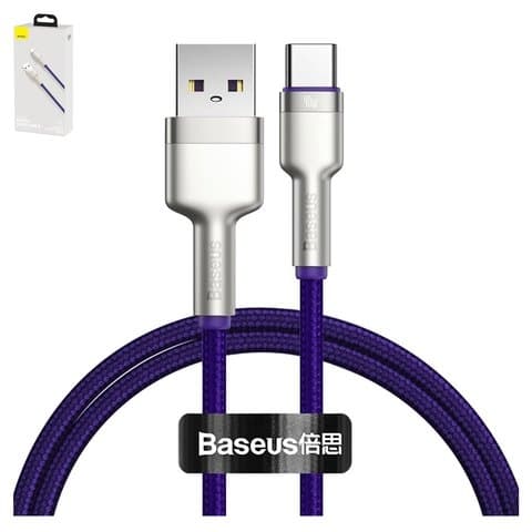 USB-кабель Baseus Cafule Series Metal, Type-C, 100 см, в нейлоновой оплетке, фиолетовый, 40 Вт, #CATJK-A05