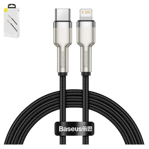 USB-кабель Baseus Cafule Series Metal, Type-C на Lightning, 100 см, в нейлоновой оплетке, чорний, 20 Вт, #CATLJK-A01