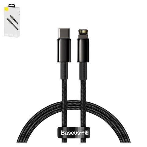 USB-кабель Baseus Tungsten, Type-C, Lightning, 100 см, в нейлоновой оплетке, чорний, 20 Вт, #CATLWJ-01