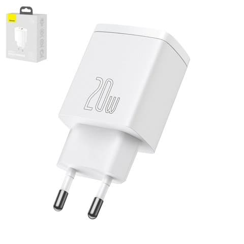 Сетевое зарядное устройство Baseus Compact Quick Charger, белое, USB Type-C, USB тип-A, 20 Вт, CCXJ-B02