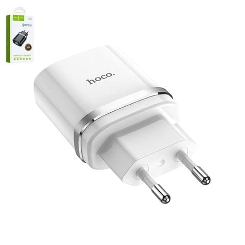 Сетевое зарядное устройство Hoco C12Q, 1 USB, 3.0 А, 18 Вт, Quick Charge 3.0, белое