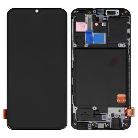 Дисплей Samsung SM-A405 Galaxy A40, черный | с тачскрином | с передней панелью | Original (реновация), AMOLED | дисплейный модуль, экран, монитор