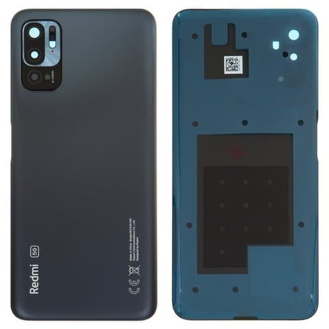 Задняя крышка Xiaomi Redmi Note 10 5G, M2103K19G, M2103K19C, черная, серая, Graphite Gray, со стеклом камеры, Original (PRC) | корпус, панель аккумулятора, АКБ, батареи