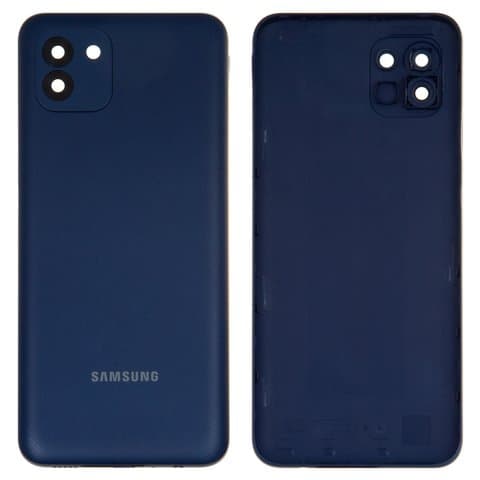 Задняя крышка Samsung SM-A035 Galaxy A03, синяя, со стеклом камеры, Original (PRC) | корпус, панель аккумулятора, АКБ, батареи