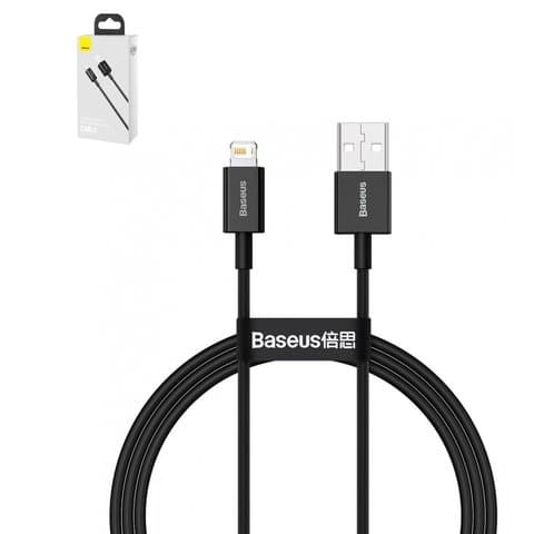 USB-кабель Baseus, Lightning, 100 см, силиконовый, чорний, 2,4 А, #CALYS-A01