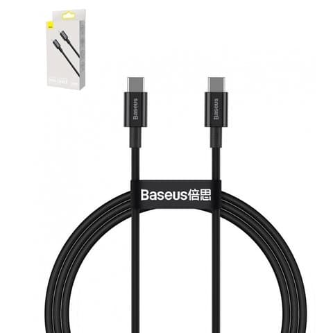 USB-кабель Baseus, Type-C на Type-C, 100 см, силиконовый, чорний, Power Delivery (100 Вт), #CATYS-B01