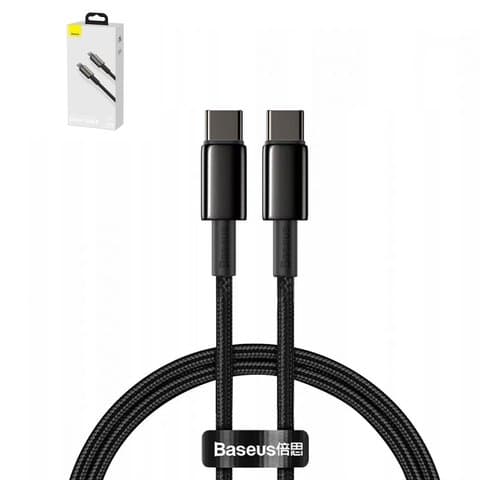USB-кабель Baseus, Type-C на Type-C, 100 см, в нейлоновой оплетке, чорний, Power Delivery (100 Вт), #CATWJ-01